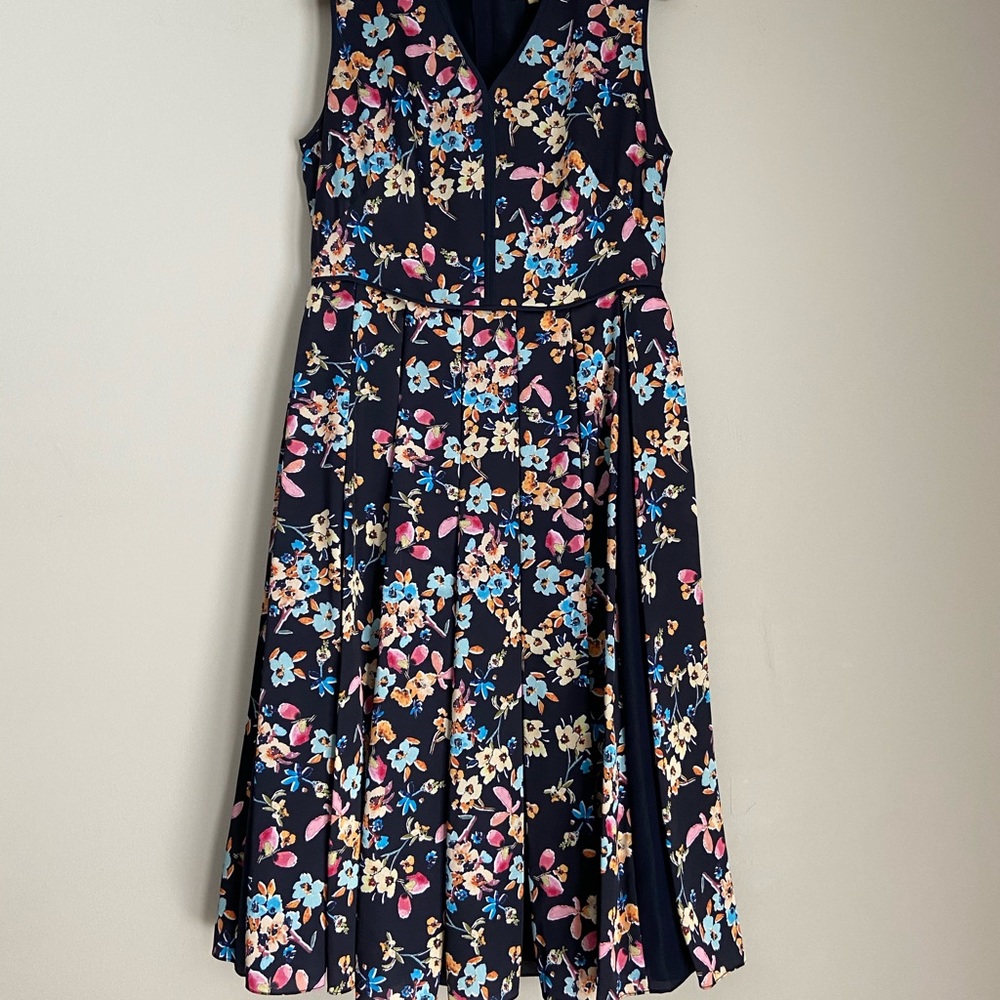 Ports Women Silky Floral Flutter Navy Dress 4
